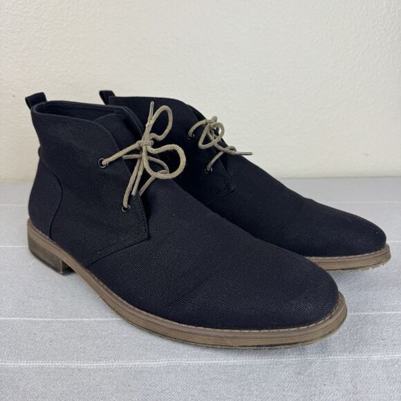 Men’s Perry Ellis Portfolio Tim II Canvas Lace Up Ankle Chukka Boots Black 13 - Picture 1 of 12